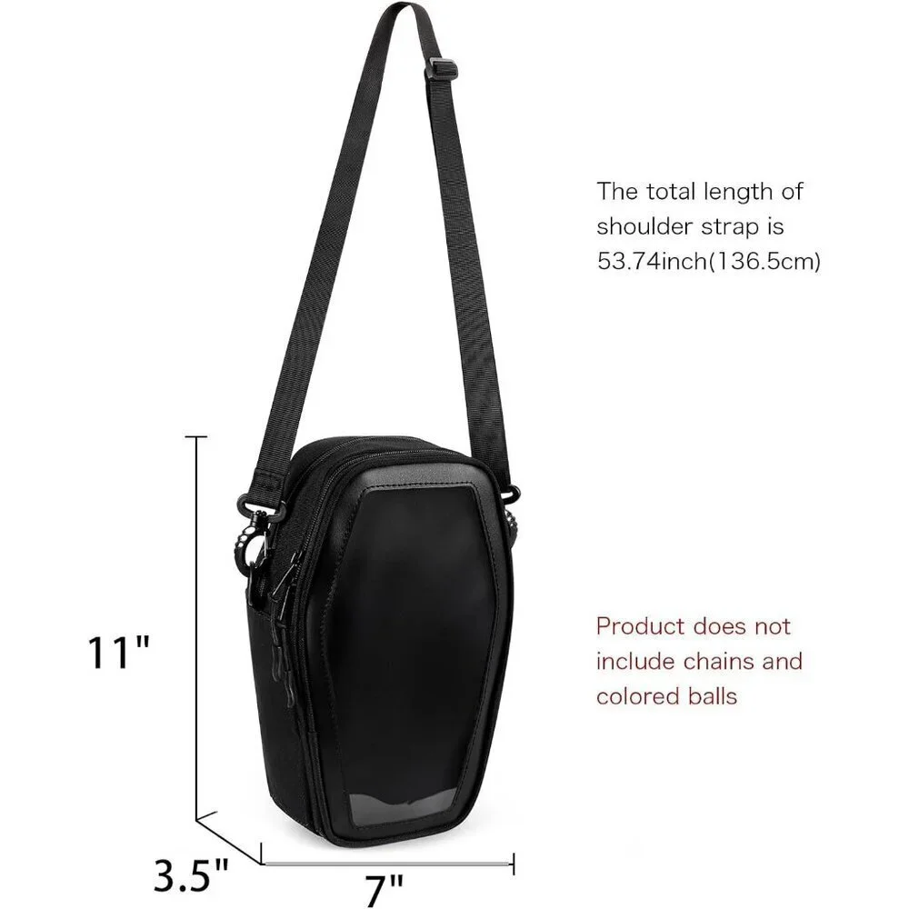 Gothic Coffin Crossbody Bag PVC Oxford Size 7x3.5x11 Halloween Purse